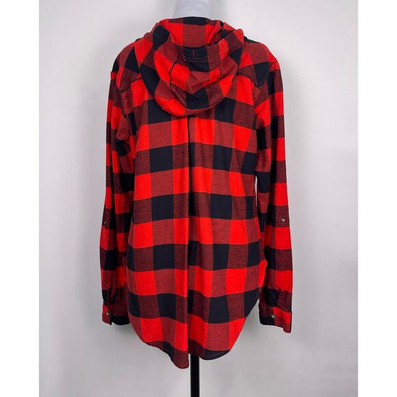 Columbia Women’s Plaid Flannel Hooded Button Down Shirt Size M - Picture 4 of 12